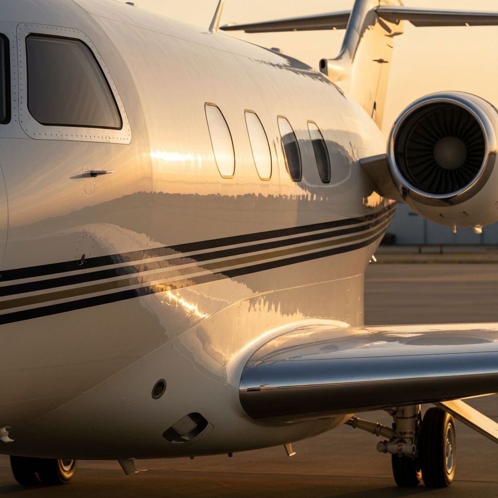 Close-up detail of a luxury private jet